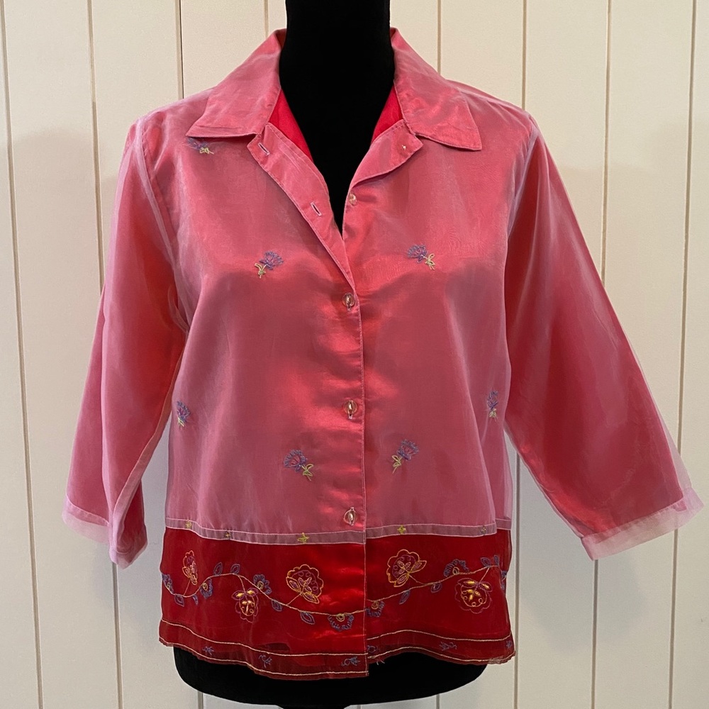 Embroidered button up blouse